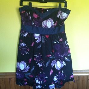 Floral black and navy dress