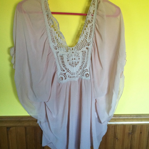 Cream colored lace chiffon blouse