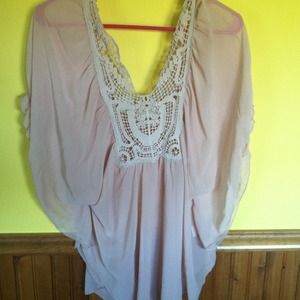 Cream colored lace chiffon blouse