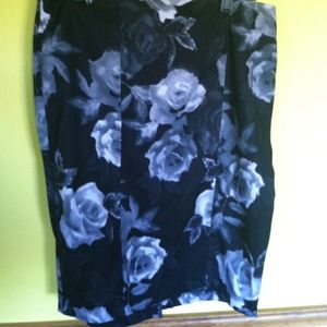 Gray and black floral skirt