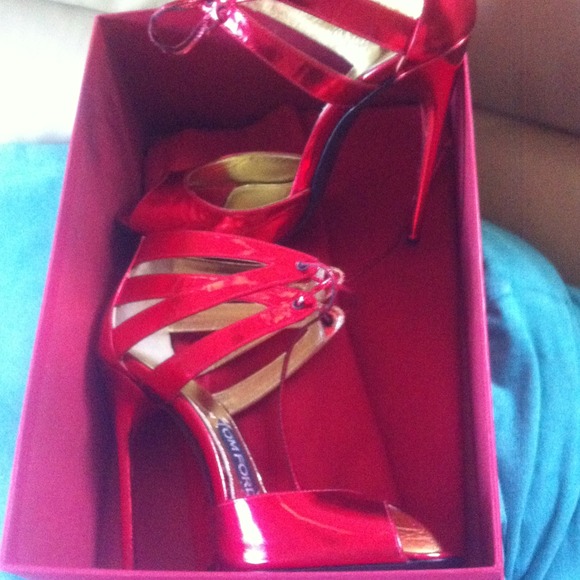 Tom Ford Shoes | Red Metallic High Heel Sandals | Poshmark