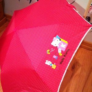 🚫SOLD Fuchsia Hello Kitty polka dot umbrella