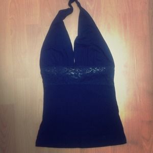 Black F21 Halter Top w/ Lace Detail