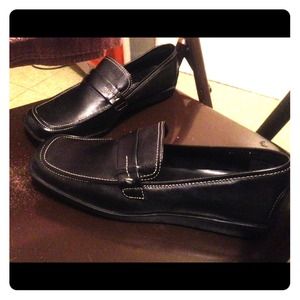 Black Loafers with White Stitching NWOT