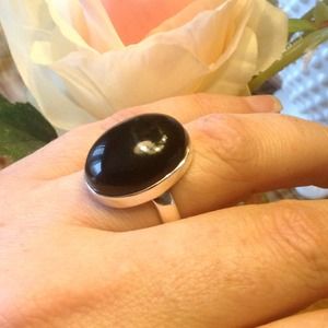 HOLD 925 Sterling Silver Bold Black Onyx Ring