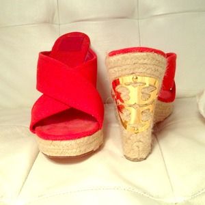 Tory Burch Orange Platforms.