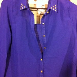 Hold! Sheer blue studded blouse