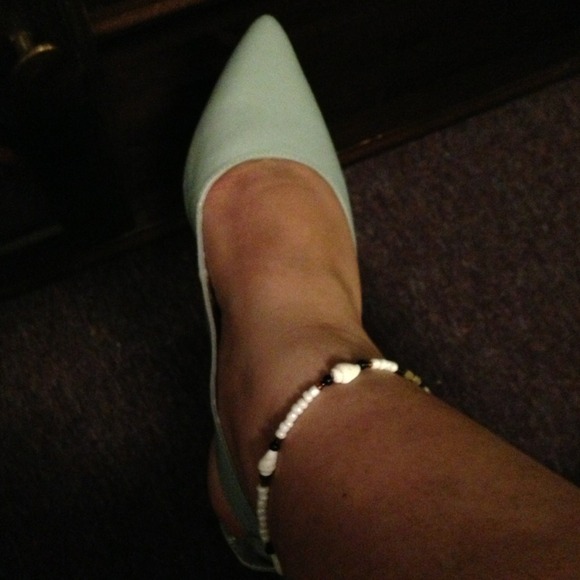 Sling back blue grey mini heel