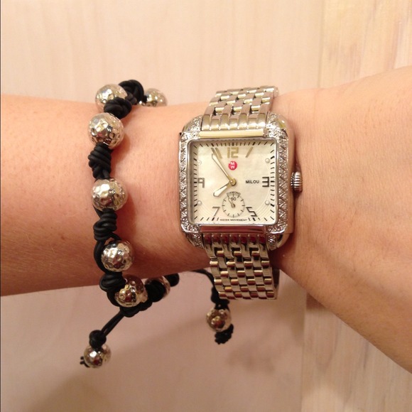 Adjustable Black & Silver Beaded Bracelet