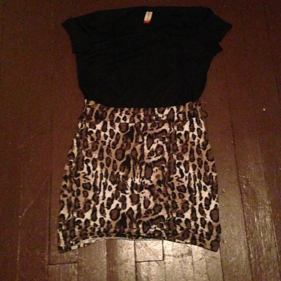 Black and leopard print shirt/dress