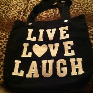 Live love laughter black tote