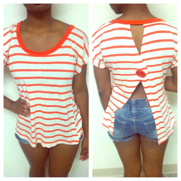 Orange & white top
