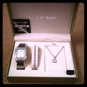 Authentic Côte d'Azur silver tone jewelry set.