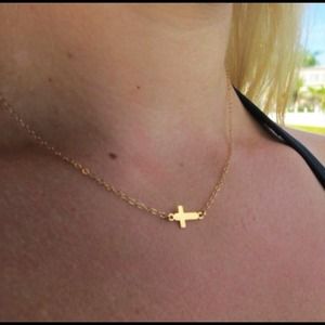 6 small sideways cross dainty necklaces