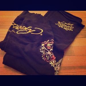 Authentic Ed Hardy track pants.