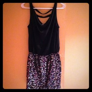 Black and Navy Sequin Dress