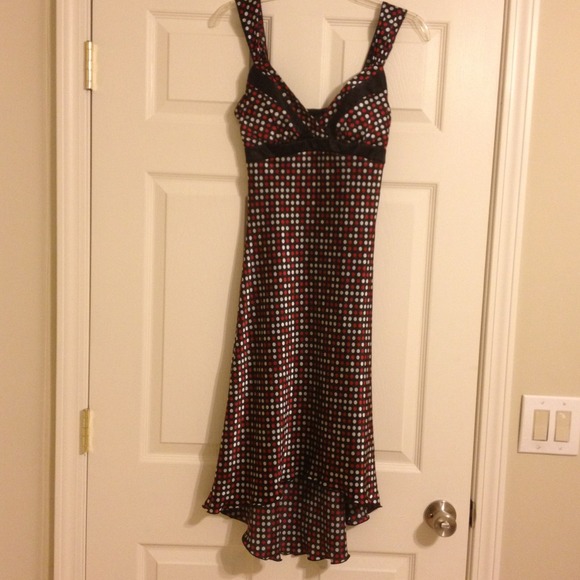 IZ Byer CA. Red, black & silver polka dot dress - Picture 1 of 4