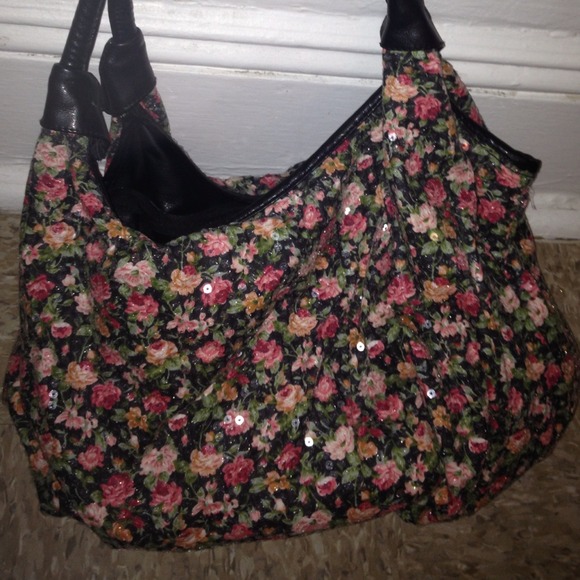 Floral sequence hobo bag