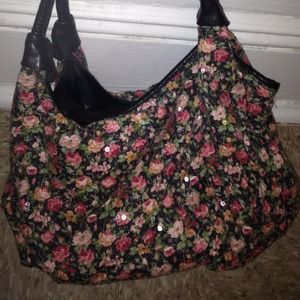 Floral sequence hobo bag