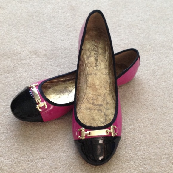 Hot pink and black flats, NWOT, size 7.5