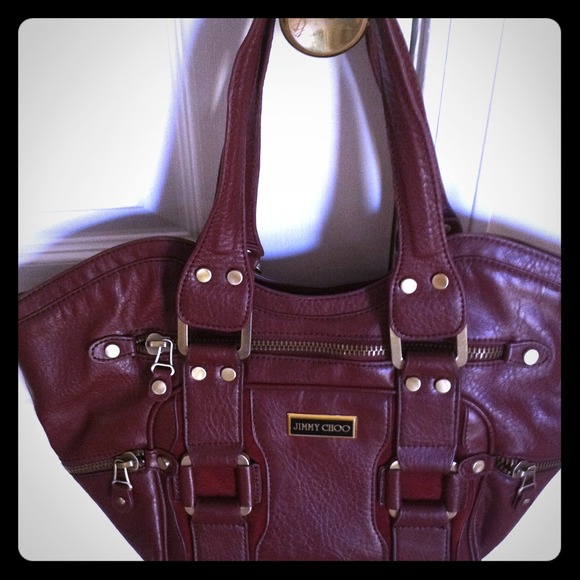 Jimmy Choo inspired burgandy purse.