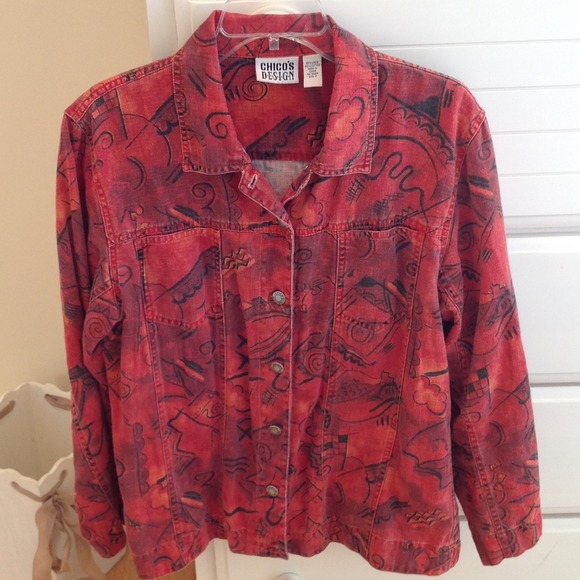 Chico's Denim Jacket Red-Orange