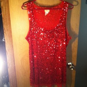 Red sequin tank dress