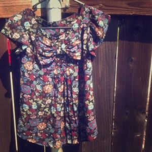 Sheer floral print blouse
