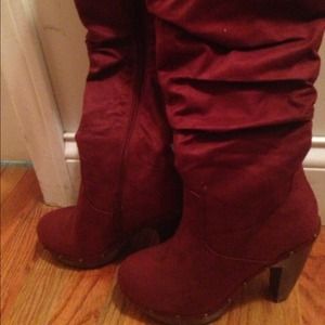 REDUCED !!!!! Burgundy suede knee high boots