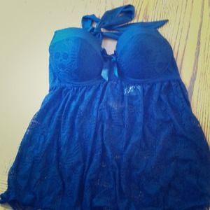 Black lace skull halter teddy