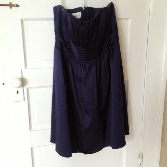 Blue Strapless Bridesmaids Dress