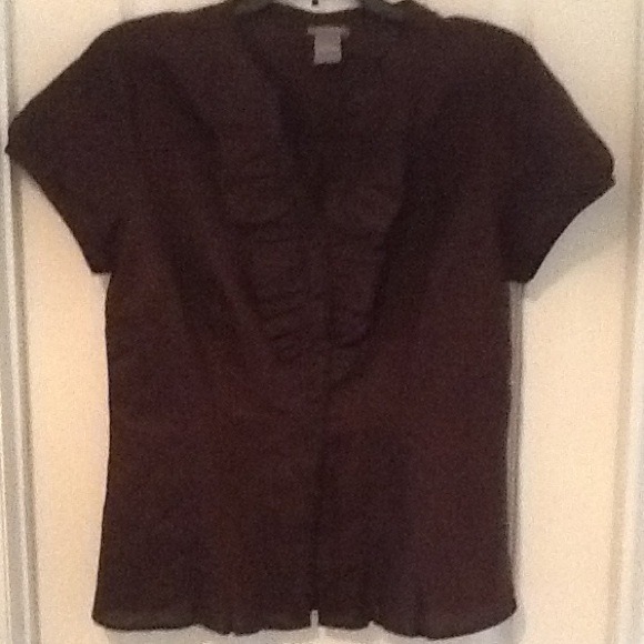 Brown Linen. Covered buttons.