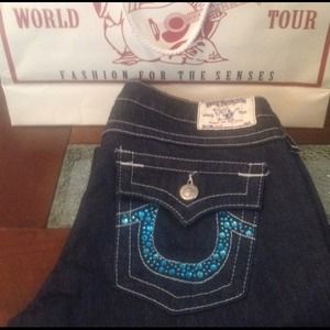 True Religion Aqua Crystal Jeans