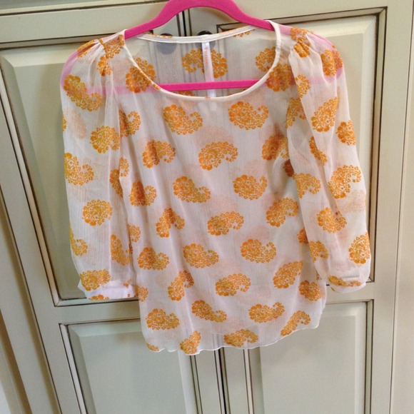 Sheer white and yellow top