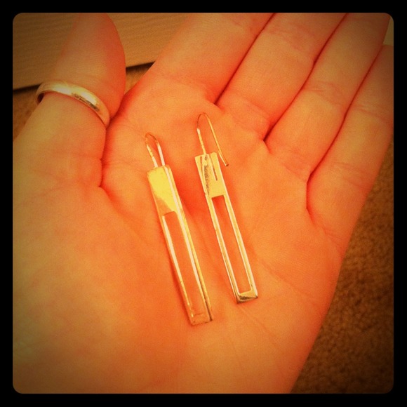 Sterling silver bar drop earrings