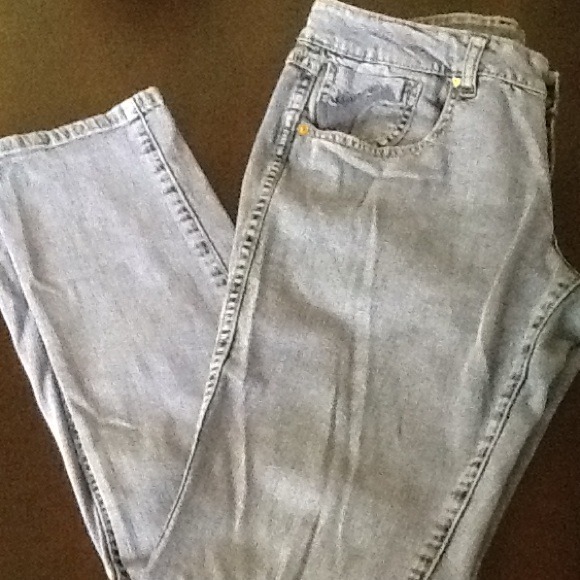 Light purple acid wash denim.