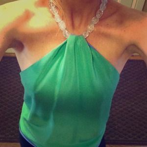 Reversible backless halter with beaded neck