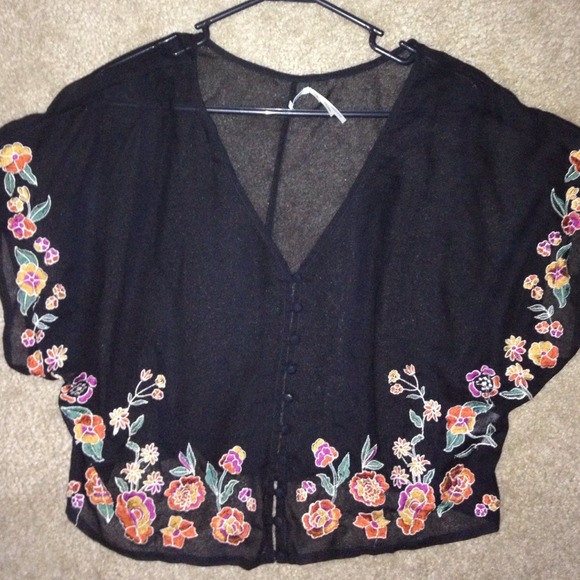 SOLD! Urban Outfitters sheer black floral crop top