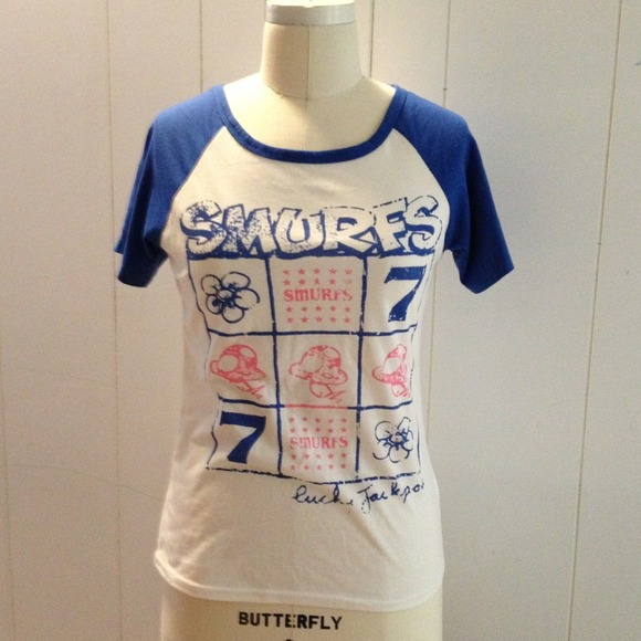 Smurfs raglan sleeve graphic tee shirt