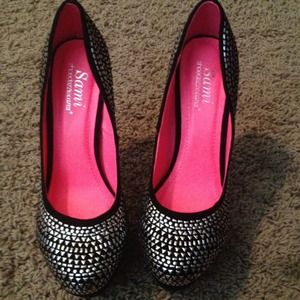BLING black and silver platform heels