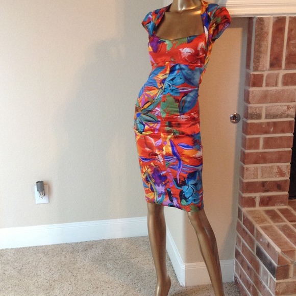 Cache Tropical Print Dress