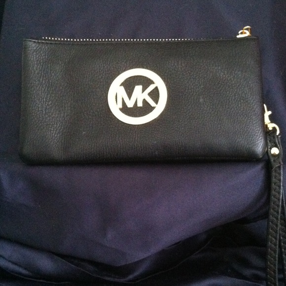 MK Large Black Wristlet
