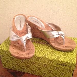 Silver wedge sandals like new
