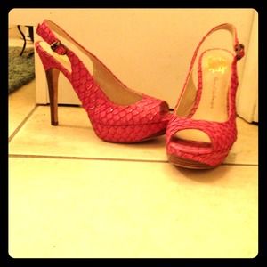 Pink open toed sling backs by House of Harlow 1960