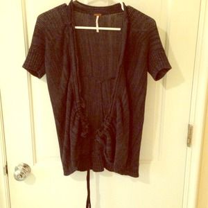 Free People Scrunched Sleeve Cardigan in Grey