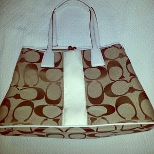 Authentic brown and white coach bag