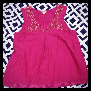 Fuchsia sleeveless top from Anthropologie
