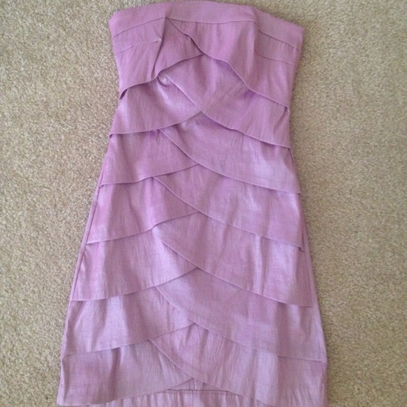 Strapless metallic purple/pink dress