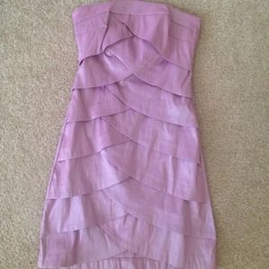 Strapless metallic purple/pink dress