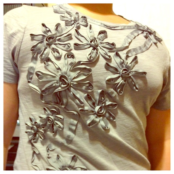 J Crew Gray Top with Flowers xx sold xx